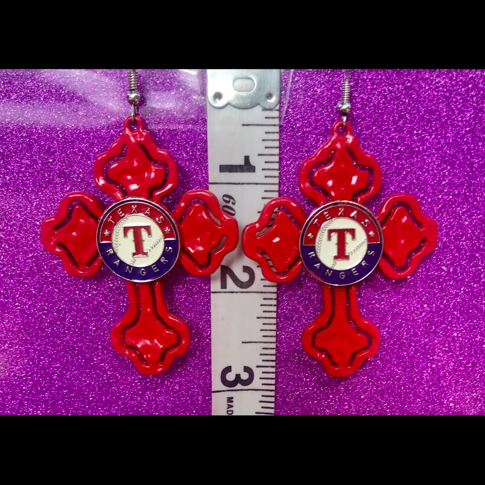 Cutout Cross Red Texas Rangers Earrings